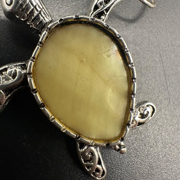 Sea Turtle Dangle Earrings Yellow Shell Inlay Fishhook Beach Ocean Nautical - Picture 5 of 6